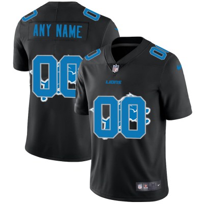 Detroit Lions Custom Men's Nike Team Logo Dual Overlap Limited NFL Jersey Black